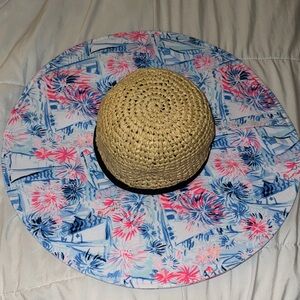 Lilly Pulitzer Straw Hat with Pink and Blue Trim